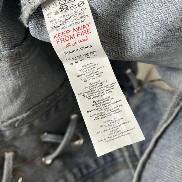 Pretty Little Thing Vintage Bleach Wash Ruched Bust Detail Lace Up Corset 14 - Picture 12 of 13